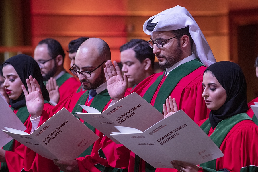 Members of the Class of 2019 swear the Hippocratic Oath.  