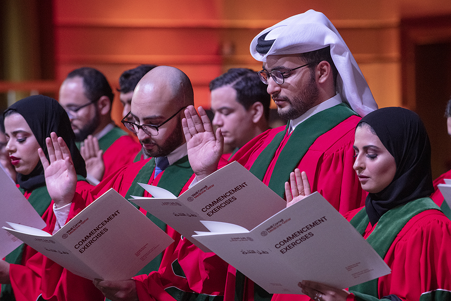 Members of the Class of 2019 swear the Hippocratic Oath.  
