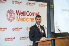 Dr. Robert Peck speaking during Weill Cornell Medicine&#039;s Global Health Reception last year. Credit: Studio Brooke